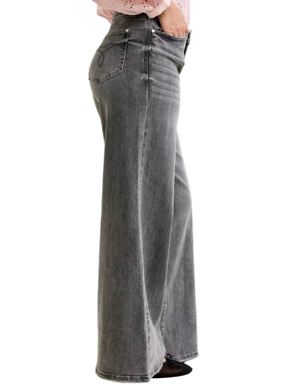 Judy Blue Mid-Rise Waist Palazzo Ultra Wide Leg Split Yoke Denim Jeans Pants - Picture 8 of 15